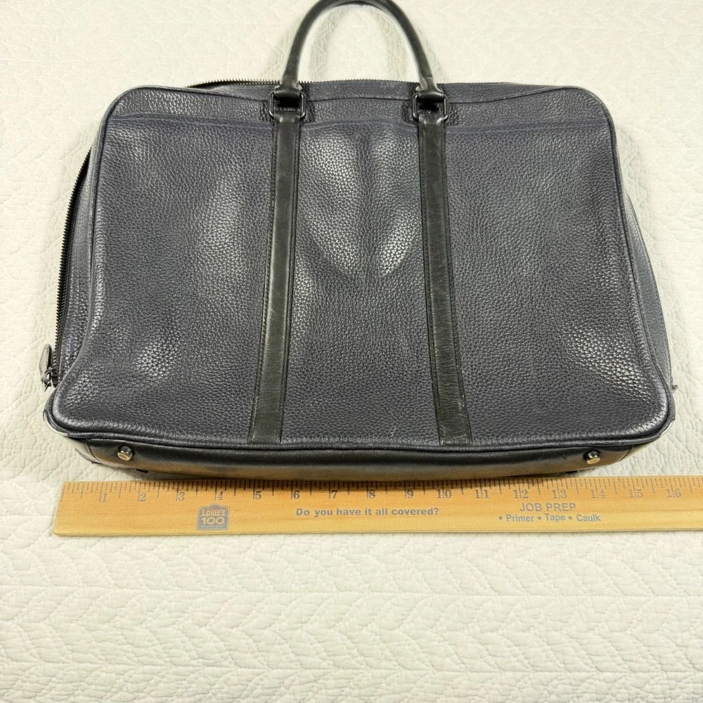 Coach Metropolitan Slim‎ Briefcase - Navy Pebbled Leather Work Office Travel